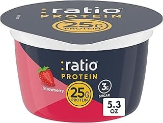 Ratio strawberry yogurt protein cultured dairy snack listed by 180cal as high protein yogurt under 180 calories