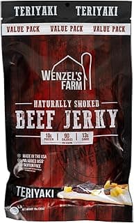 Wenzel's Farm Teriyaki Beef Jerky 10 oz. | Value Pack | Naturally Smoked | No MSG, Fillers, Binders, Artificial Colors | G...