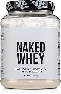 NAKED Whey 2LB 100% Grass Fed Whey Protein Powder - Only 1 Ingredient, Unflavored Whey Protein, NSF Certified, Undenature...