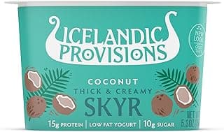Icelandic Provisions 5.3oz Traditional Skyr Yogurt, Coconut, Icelandic Cultured Dairy Product With 15g Protein Per Serving...