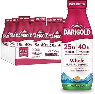 Darigold FIT High Protein Whole Ultra-Filtered Milk - Lactose Free, 25g Protein, 40% Less Sugar - 14oz Bottles, 12 Pack (W...