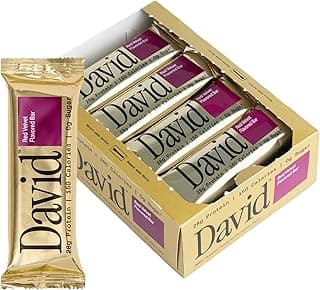 David High Protein Bars - 0g of Sugar, Low Carb, Gluten Free - 28g of Protein, 150 Calories - On-The-Go Snack - Red Velve...