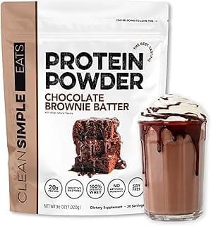 Clean Simple Eats Whey Protein Powder, Chocolate Brownie Batter Flavor Naturally Sweetened, 100% Grass Fed Protein Powder ...