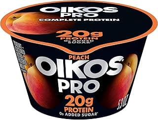 Oikos Pro Peach Yogurt-Cultured Ultra-Filtered Milk Product, 20 Grams of Protein, 0g Added Sugar, Just Delicious High Prot...