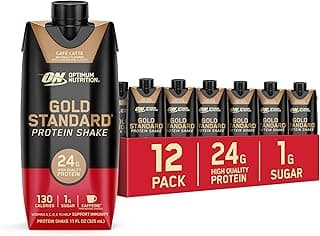 Optimum Nutrition Gold Standard Protein Shake, 24g Protein, Ready to Drink Protein Shakes, Gluten Free, Cafe Latte, 11 Fl ...