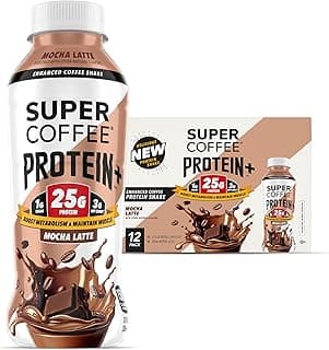 SUPER COFFEE Protein+, Keto Protein Coffee (0g Added Sugar, 25g Protein, 150 Calories) [Mocha] 12 Fl Oz, 12 Pack | Iced Sm...