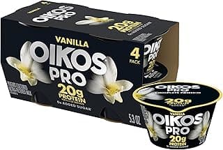 Oikos Pro Vanilla Yogurt-Cultured Ultra-Filtered Milk Product Pack, 20 Grams of Protein, 0g Added Sugar, Just Delicious Hi...
