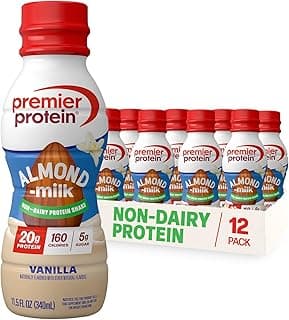 Sponsored Ad - Premier Protein Non-Dairy Plant Based Almondmilk Protein Shake, Vanilla, 20g Protein, 5g Sugar, 11.5 Fl oz...