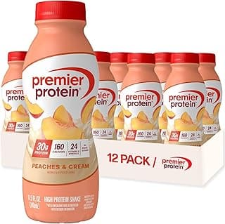 Premier Protein Shake, Peaches & Cream, 30g Protein, No Added Sugar, 24 Vitamins & Minerals to Support Immune Health, 11.5...