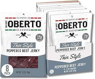 Oh Boy! Oberto Classics Thin Style Peppered Beef Jerky, 1.2 Ounce (Pack of 8)