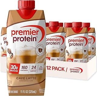 Premier Protein Shake, Café Latte with Caffeine for Energy – 30g Protein, No Added Sugar, 24 Vitamins & Minerals to Suppor...