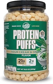 Twin Peaks Protein Puffs - (Sour Cream & Onion), Keto Friendly, Low Carb Snack (300g, 21g Protein, 2g Net Carbs, High Prot...