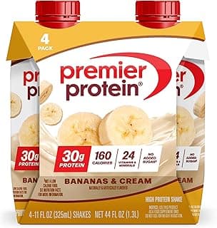 Premier Protein Shake, Bananas & Cream, 30g Protein, No Added Sugar, 24 Vitamins & Minerals to Support Immune Health, 11 f...