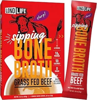LonoLife Beef Bone Broth Powder Mix | Grass-Fed, 10g Protein | Collagen-Rich, Keto & Paleo Friendly | Natural Ingredients...