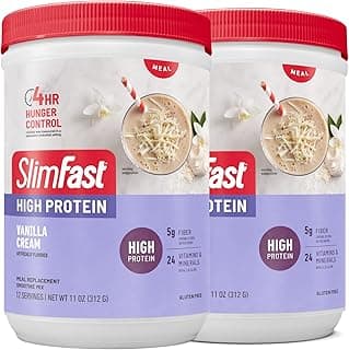 SlimFast Advanced Nutrition High Protein Meal Replacement Smoothie Mix, Vanilla Cream, Weight Loss Powder, 20g of Protein,...