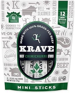 Sponsored Ad - Krave, Meat Sticks Minis, Chimichurri flavor - (0.5 Ounce Sticks, Pack of 12) - 100% Grass Fed Beef, 45 Cal...