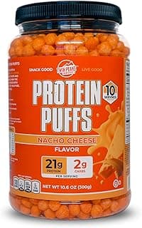 Twin Peaks Protein Puffs - (Nacho Cheese), Keto Friendly, Low Carb Snack (300g, 21g Protein, 2g Net Carbs, High Protein, H...