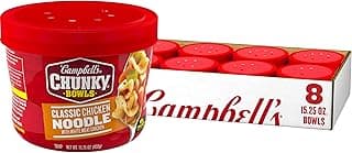 Campbell's Chunky Soup, Classic Chicken Noodle Soup, 15.25 oz Microwavable Bowl (Case of 8)