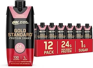 Optimum Nutrition Gold Standard Protein Shake, 24g Protein, Ready to Drink Protein Drinks, Strawberry, 11 Fl Oz, 12 Count...