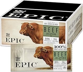 EPIC Bars, Beef Jalapeno, Keto and Paleo Friendly, Whole30 Approved, Gluten Free, 12 Count, 15.6 oz