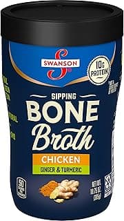 Swanson Sipping Chicken Bone Broth With Ginger and Turmeric, 10.75 oz Microwavable Cup
