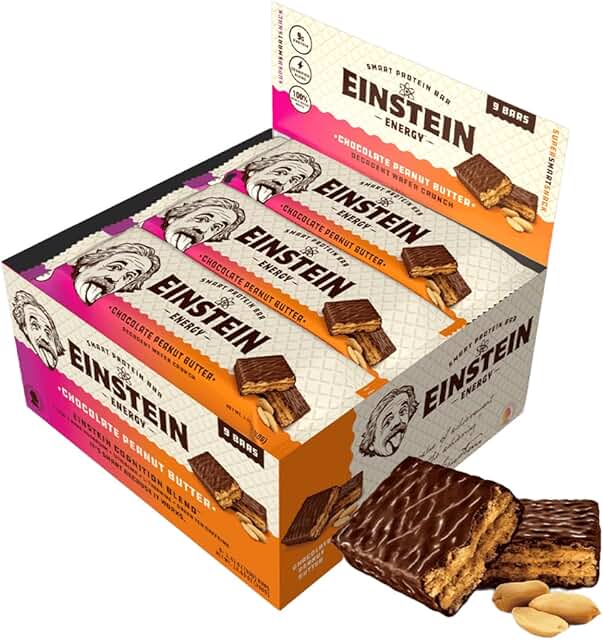 Einstein Energy Wafer Protein Bars - Chocolate Peanut Butter - Low Sugar High Protein Bars - Protein Peanut Butter Bar - G...