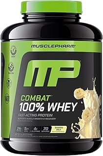 Sponsored Ad - MusclePharm Combat 100% Whey Protein Powder, Banana Milk Flavor, Fast Recovery & Muscle Gain with Whey Prot...