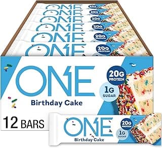 ONE Protein Bars, Birthday Cake, Gluten Free with 20g Protein and 1g Sugar, Pantry Staples, 2.12 oz (12 Count)