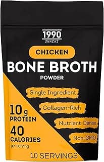 Premium Chicken Bone Broth Powder, 10 servings, 100% Made & Sourced in USA, 10g protein for only 40 calories per serving, ...