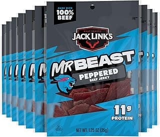 Jack Link’s x MrBeast Beef Jerky, Peppered Beef Jerky, As Seen on Beast Games, 11g Protein, Made with 100% Real Beef, Pant...