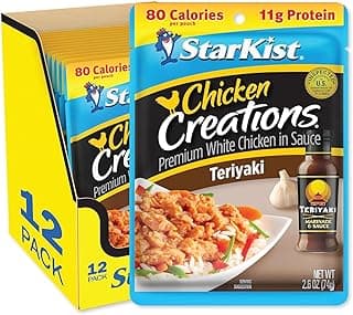 StarKist Chicken Creations Teriyaki Pouch (2.6 oz - 12 Pack) Fully Cooked High Protein White Meat, No Draining, Ready to E...