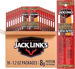 Jack Link's Original Beef Jerky Sticks and Cheese Sticks Combo - (16 Pack) 1.2 oz Snack Packs - Ready to Eat Protein Snack...