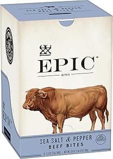 EPIC Beef Sea Salt Pepper Bites, Jerky, Keto Friendly, 8 ct