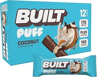 Sponsored Ad - BUILT Bar Puff Protein Bars - Coconut - 17g Protein Snack Bars with Collagen - Calorie Conscious & Gluten F...