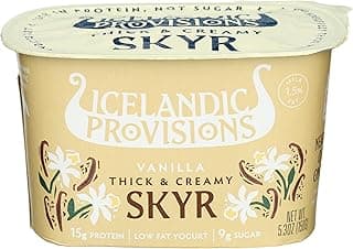 Icelandic Provisions Vanilla Skyr Yogurt 5.3oz | 15g Protein, Thick & Creamy