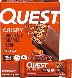 Quest Nutrition Crispy Chocolate Caramel Pecan Hero Protein Bar, 15g Protein, 1g Sugar, 3g Net Carb, Gluten Free Protein S...