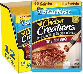 StarKist Chicken Creations Original BBQ Pouch (2.6 oz - 12 Pack) Fully Cooked High Protein White Meat, Gluten Free, Soy Fr...