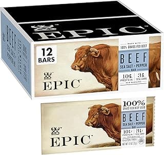 EPIC Protein Bars, Beef Sea Salt Pepper, Keto and Paleo Friendly, 1.3 oz, 12 ct