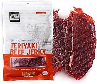 People’s Choice Beef Jerky – Teriyaki Big Slab – Whole Muscle, Thin-Sliced, Tough Texture – 10g Protein per Serving – Made...