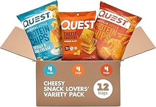 Quest Nutrition Cheese Lovers Variety Pack, Nacho Tortilla Style Protein Chips x4, Cheddar & Sour Cream Chips x4, Cheddar ...