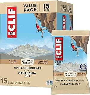 CLIF BAR - Energy Protein Bars - White Chocolate Macadamia Nut - Made with Organic Oats - Energy Bars - Non-GMO - (15 Pack)