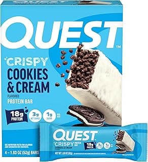 Quest Nutrition Crispy Cookies & Cream Hero Protein Bar, 18g Protein, 1g Sugar, 3g Net Carb, Gluten Free, Protein Snack, K...