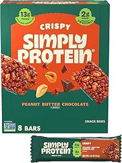 Simply Protein - Peanut Butter Chocolate Crispy Bars - Plant Based Protein Bars - Low Carb, Low Sugar, High Fiber - 13g Pr...