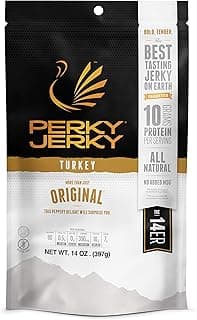 Perky Jerky Original Turkey Jerky, 14oz - Low Sodium - 10g Protein per Serving - Low Fat - 100% U.S. Sourced - Handcrafte...