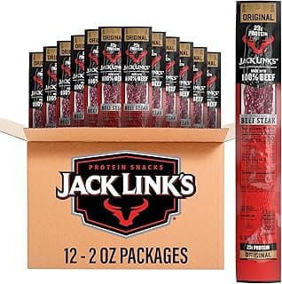 Jack Link's Beef Steak, Original - Protein Snacks, Beef Jerky Meat Snack with 23g of Protein, Made with 100% Beef, Individ...