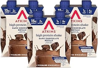 Atkins Dark Chocolate Royale Protein Shake, High Protein Shakes, Low Glycemic, Low Carb and Low Sugar Chocolate Flavored P...