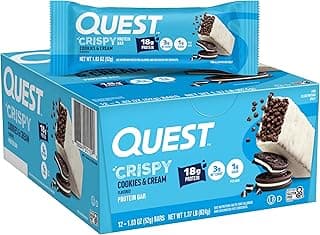 Quest Nutrition Crispy Cookies & Cream Hero Protein Bar, 18g Protein, 1g Sugar, 3g Net Carb, Gluten Free, Protein Snack, K...