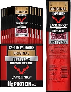 Jack Link’s Premium Cuts Beef Steak, Original, 1 oz., 12 Count – Great Protein Snack 11g of Protein and 1g of Carbs per Se...
