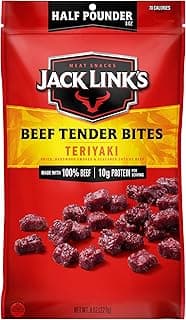 Jack Link's Beef Tender Bites, Teriyaki, Half Pounder Bag - Flavorful Meat Protein Snacks for Lunches, 10g of Protein and ...