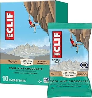 CLIF BAR - Energy Protein Bars - Cool Mint Chocolate with Caffeine - Made with Organic Oats - Energy Bars - Non-GMO - (10 ...